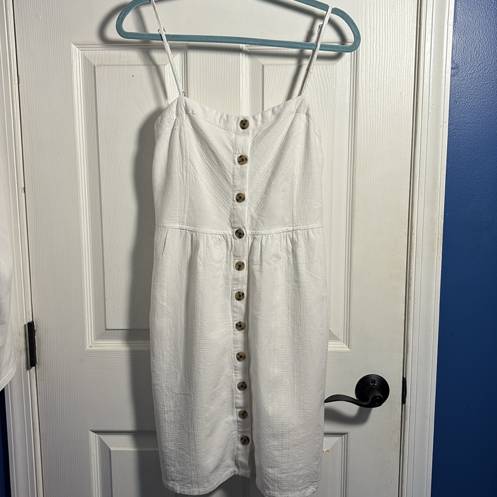 Universal Thread White Button-Down Midi Lined Dress Medium